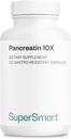 Supersmart - Pancreatin 10X 4000 eguneko (Extra Indarra) - Digestio-entzima osagarria - Protease, Lipase, Amylase, Trypsin - Digestio osasungarria | Ez-GMO eta Gluten Free - 120 DR kapsulak