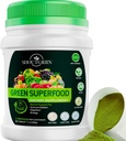 El Superfoold Powder  Orquídia Super Verd Bebe per Bloing, Energia i Digestion Daily Vegan Detox suplementari amb Spirulina, Chlorella, Prebiotics Manveen 53 Servings