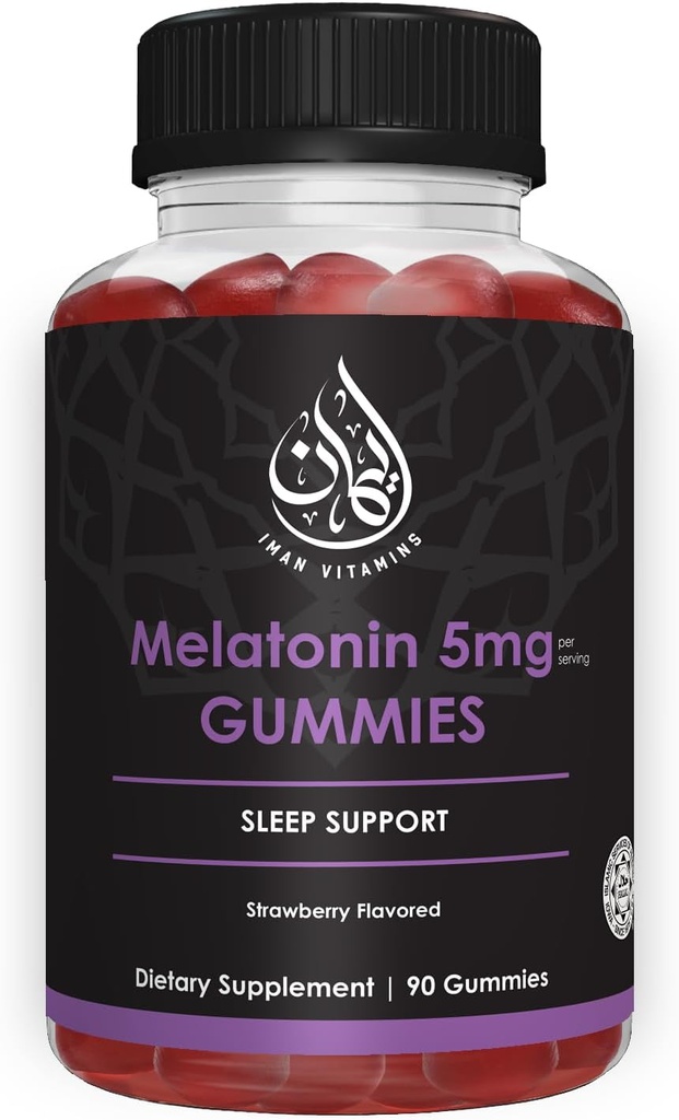 Halal Mélatonine Gummées 2,5 mg - 5 mg Dormez et dormez avec un soutien naturel, végétarien, sans OGM, sans gluten, sans gélatine, pour les adultes, les hommes et les femmes 45-90 portions