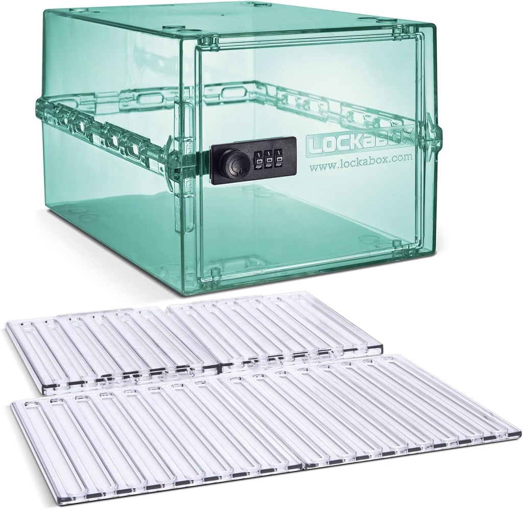 Lockabox OneTM Modi Green i Shelf Paquet de paquets per a l'anul·lació per al menjar, medicaments, la seguretat de la llar i els sistemes de seguretat extraïbles per Shasir i la base Insereix