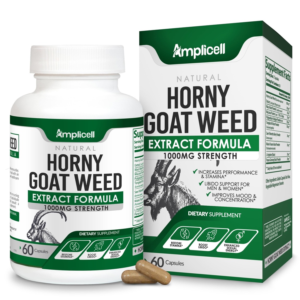 Horny Goat Weed Complex Supplement with Maca Root, Tongkat Ali, L-Arginine & Panax Ginseng – Energy, Stamina, Circulation & Vitality Support for Men & Women – Herbal Adaptogen Blend – 60 Capsules