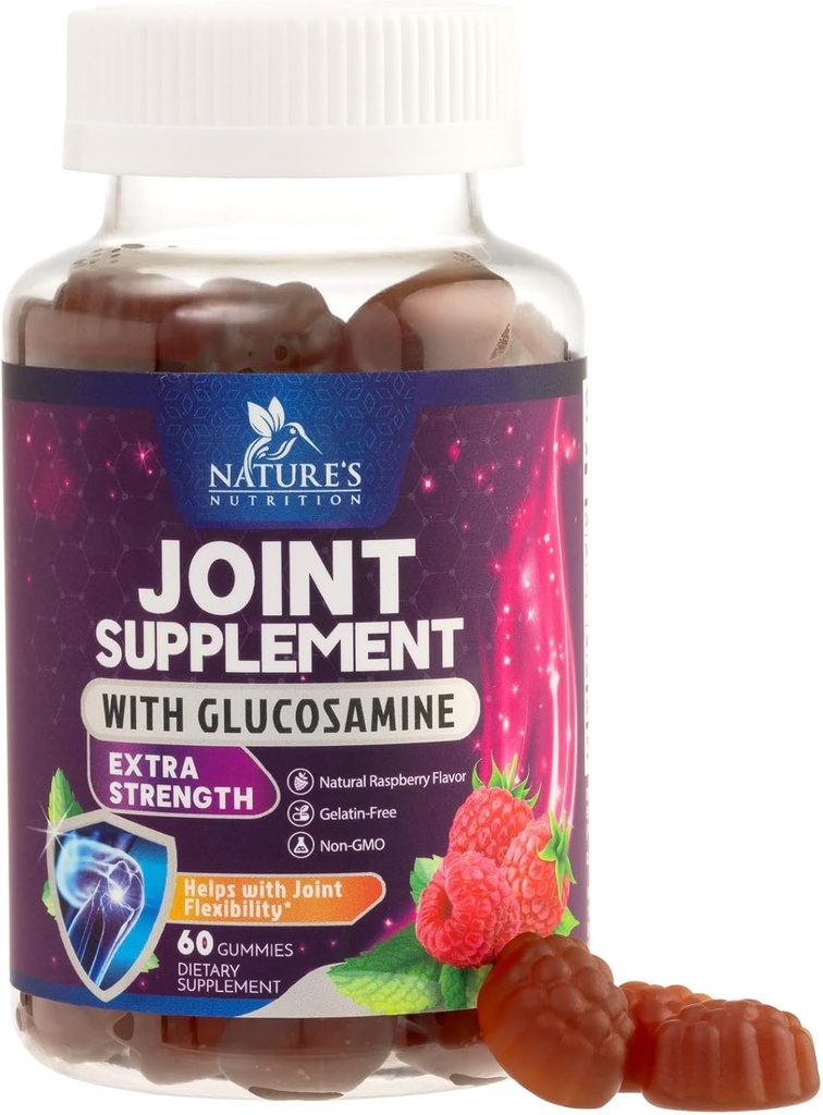 Supporto congiunto Gummies Glucosamine Plus Vitamina E - Integratore di supporto congiunto della natura per Discomfort occasionale per schiena, ginocchio e mani - Cartilage & Joint Health & Flexibility Support - 60 Gummies