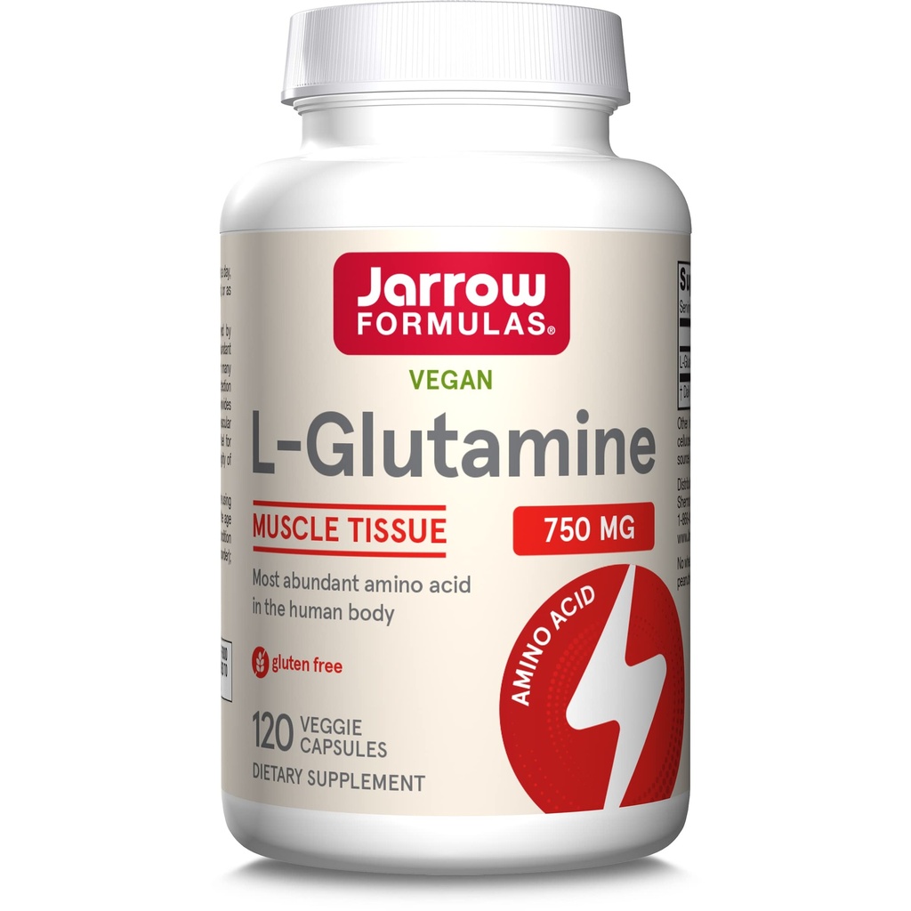 Jarrow Formulas® L-Glutamine 750 mg, Dietary Supplement, Immune and Muscle Support, 120 Veggie Capsules, Up to 120 Day Supply