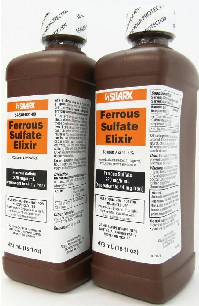 Frasco de Sulfato Elixir 220mg/5ml 16oz - 4 Embalagem