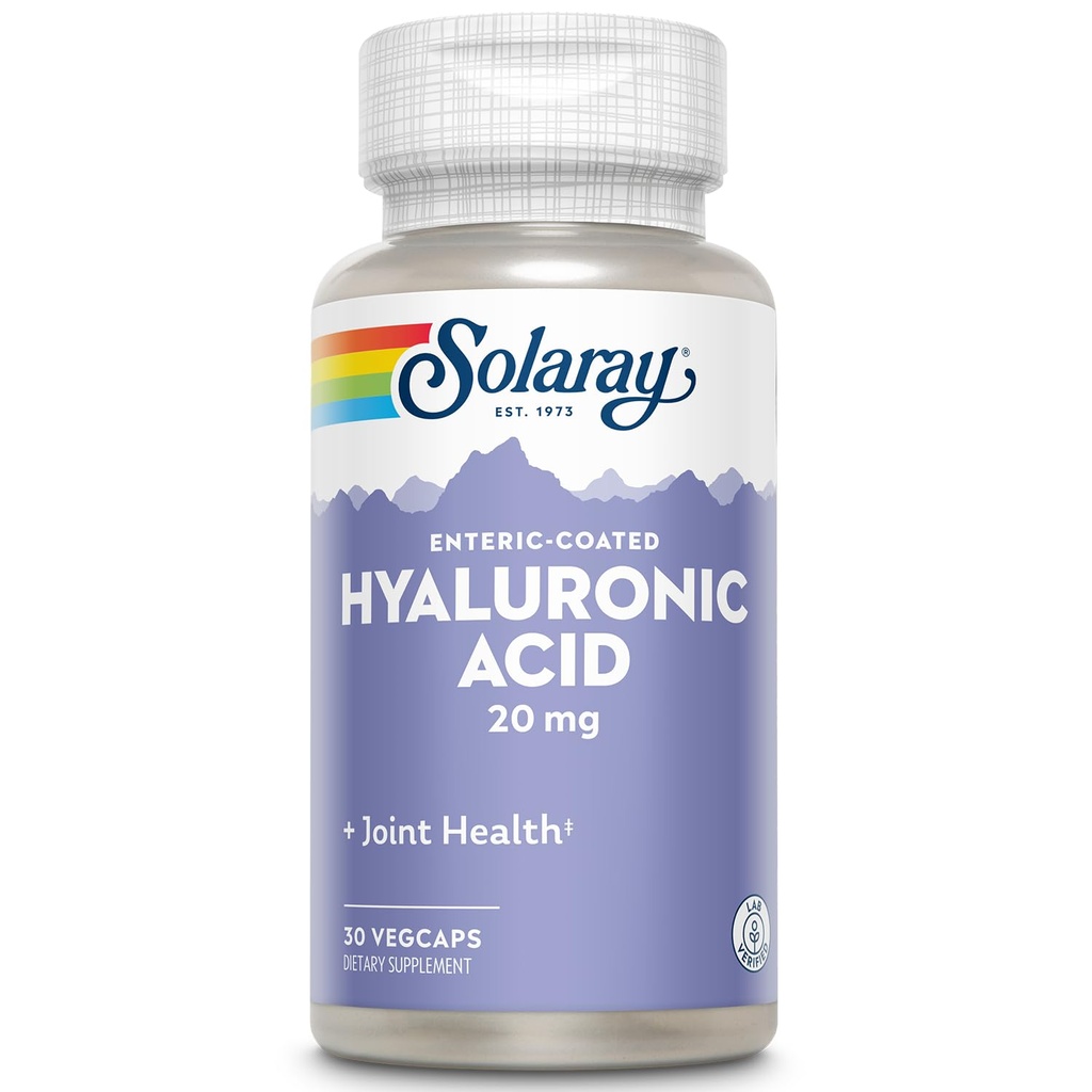 SOLARAY Hyaluronic Acid | Helps Support Healthy Joint Comfort and Skin Health | with Vitamin C | 30 VegCaps