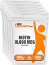 Bulk Assupports.com Biotin 10000mcg 粉末 - 用于毛发,皮肤和钉子的维生素 - 作为维生素B7,无葡萄糖,每服1000mg(10mg Biotin),5kg(11磅) (Pack of 5)