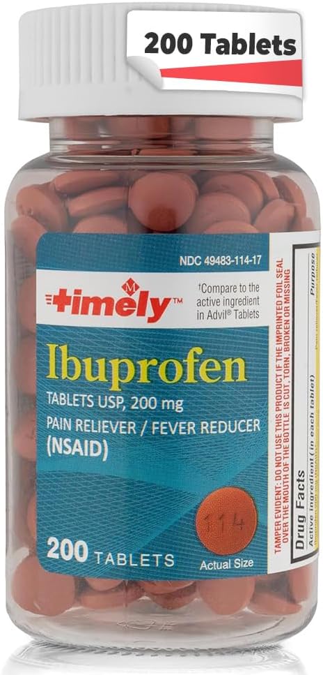 Time-CAP LABS, INC. Õigeaegne Ibuprofeen 200 mg 200 tabletti - (NSAID) Valu leevendavad tabletid peavalu, menstruaalvalu, hambavalu, lihasvalu, artriidi valu, kehavalu