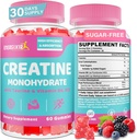 Creatiini naisille, Creatiini Monohydraatti Gummies - Ei turvotus - Creatiini Pre ja Post Treout Puruja täydentää Tauriini & B6 - Recovery, Strength, energia & Booty, Performance, 60 Counts