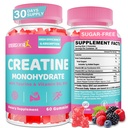 Creatine for Women, Creatine Monohydrate Gummies - No Bloating - Pre and Post Workout Chewables Supplement with Taurine & B6 - for Recovery, Strength, Energy & Booty, Performance, 60 Counts