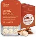 NeuroGum Energy Caffeine Mints (72 Pieces) - Sugar Free with L-theanine + Natural Caffeine + Vitamin B12 " B6 - Nootropic Energy " Focus supplement for Women " Men