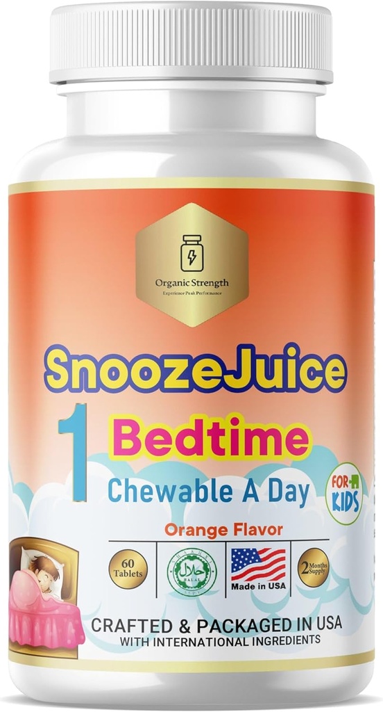 Nens Bed Time 1 Chewable t A Dia Halal Vitades Orange Flavor per l'edat 4-12, 60 Servings