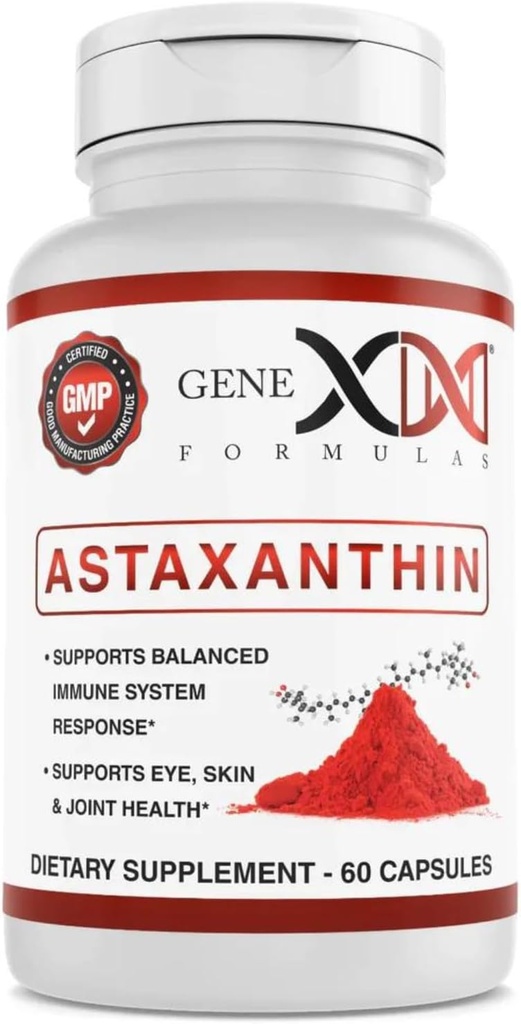 GENEX 12 mg Astaxanthin Softgels (60 Capsules) Eye, Skin ve Ortak Sağlık ve Immune Support - Gluten Free, Non-GMO (60 Day Supply)