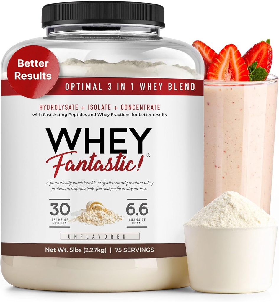 3in Whey Powder Unflaviored 5lb – 30g cỏ-Fed Protin từ Whey Hydrolyate, cô lập và tập trung mỗi người phụng sự – Non-GO, Soy- Free, Sugar- Free – 63 phục vụ