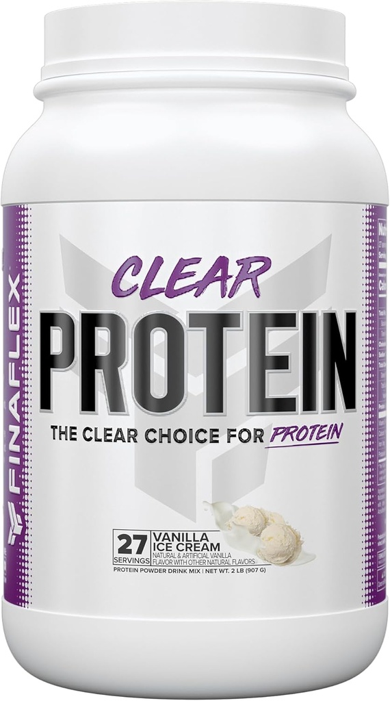 FINAFLEX Clear Protein, Vanilla - 2 lb - Podporuje svalový výkon a rast - Milkshake-ako Chuť - Nízky Carb, Nízky tuk a lepidlo zadarmo - 27 Servisov