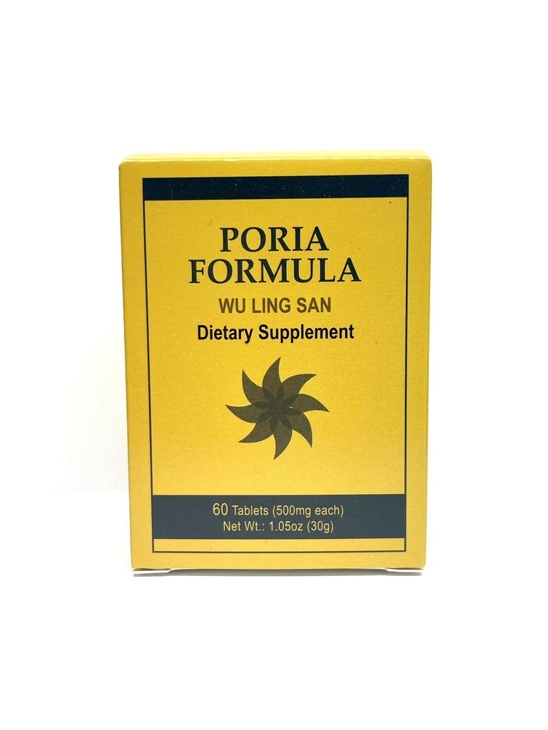 Poria Formula - Wu Ling San Herbal Supplement Helps Promote the Urinary System and Strengthens the Spleen 60 Tablets 500mg/each Made in USA