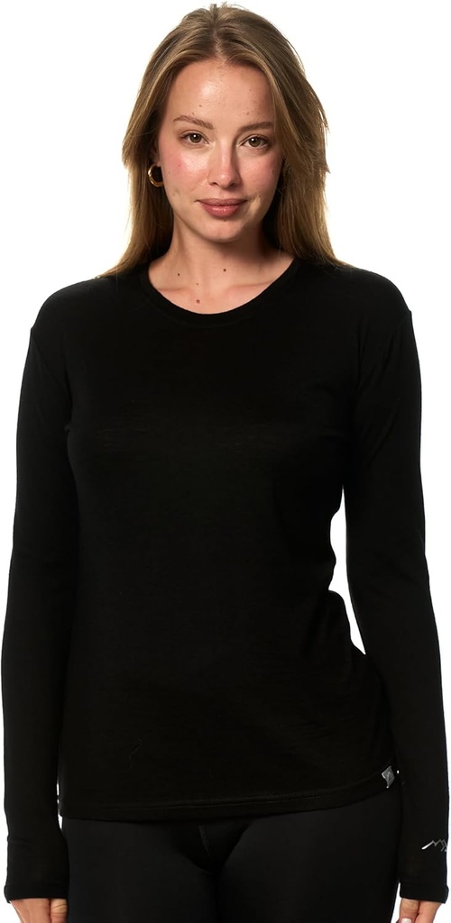 Merino Wool Base Layer Damen - 100% Merino Wool Shirt Women Thermal Unterwäsche Long Sleeve T-Shirt für Wandern