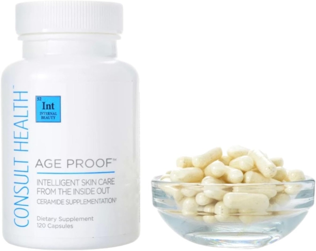 Konsult Health Age Proof Ceramid Diett Kosttilskudd Kapsler - Hyaluronsyre for Hydrated og Plump hud - 120 greve (pakke av 1)