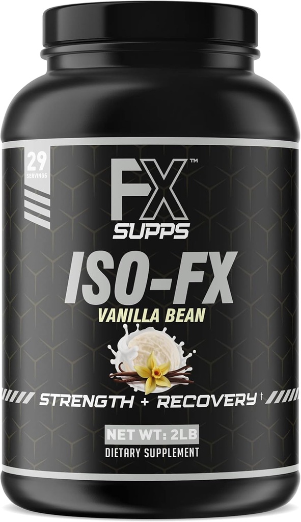 FX SUPPS ISO-FX 100% isolate Whey Protein Powder (Vanilla) Suplemento de recuperação de pós-treino ideal com complexo BCAA e EAA Mistura para homens e mulheres, Suporta recuperação muscular e crescimento, 2,0 libras