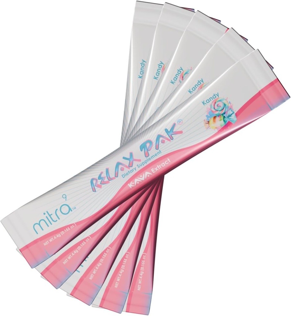 Mitra9 Kava pulveris RelaxPak - Kandy Kava Extract pūdera paciņas -- Mood Enhanceler -- Plant Based -- veicināt dabas kalm & dzidrums -- Easy Open Single-Serving Stick (5)