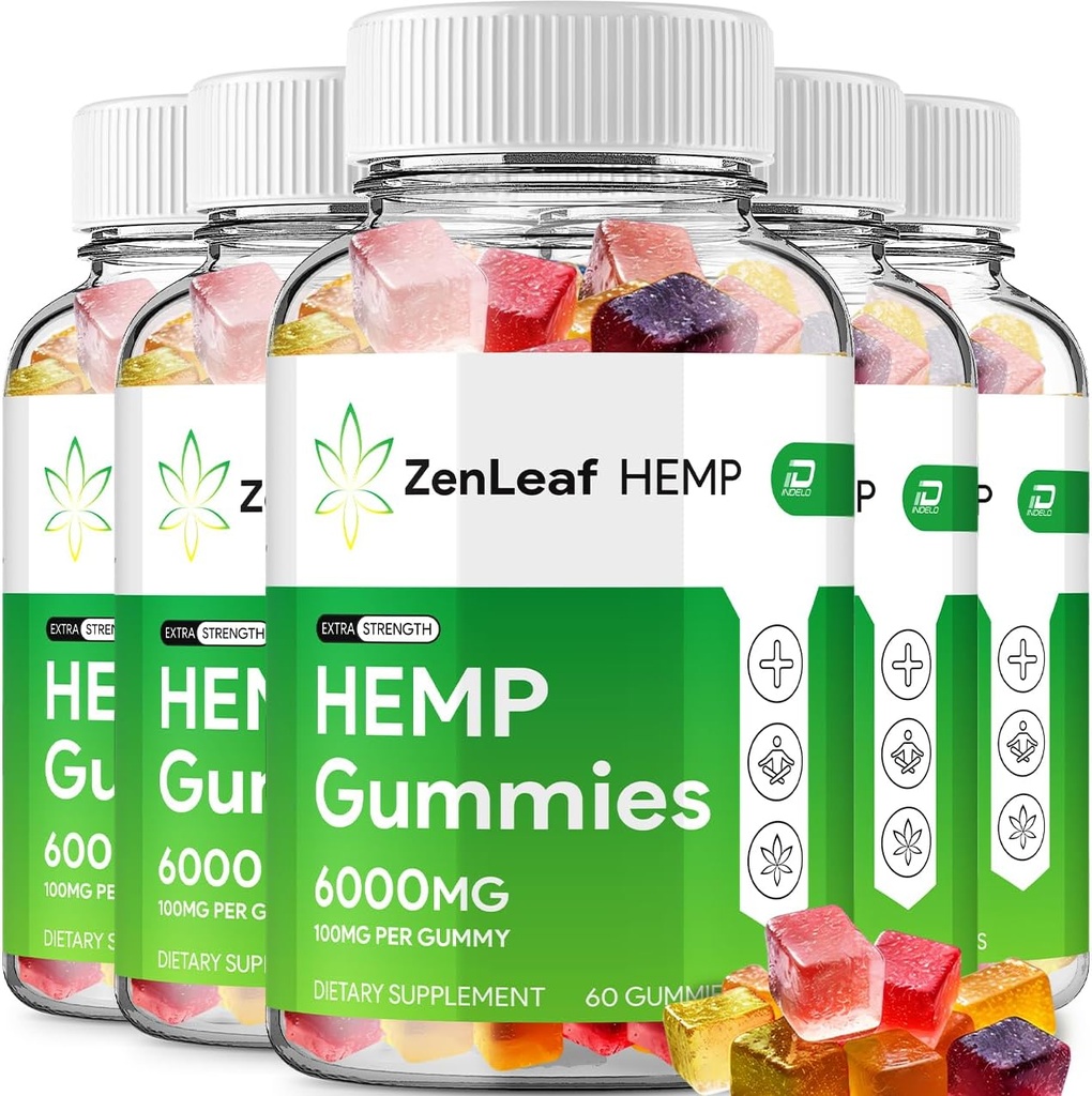 Zen Leaf Hemp Gummies - s Hemp Seed Extract ZenLeaf Hemp Gummies Tinnitus Herbal Dodatek, Zdraví a Wellness Podpora, Všechny přírodní Zen Leaf Hemp Gummy (5 Pack - 300 Gummies)