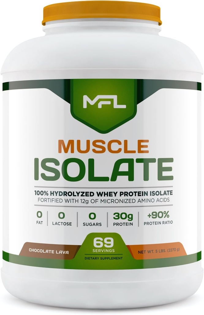MFL% 100 Isolate protein l 30g of protein l 12g Amino Asits l Keto Friendly l Low Carbs l 5 lbs. (Chocolate Lava)