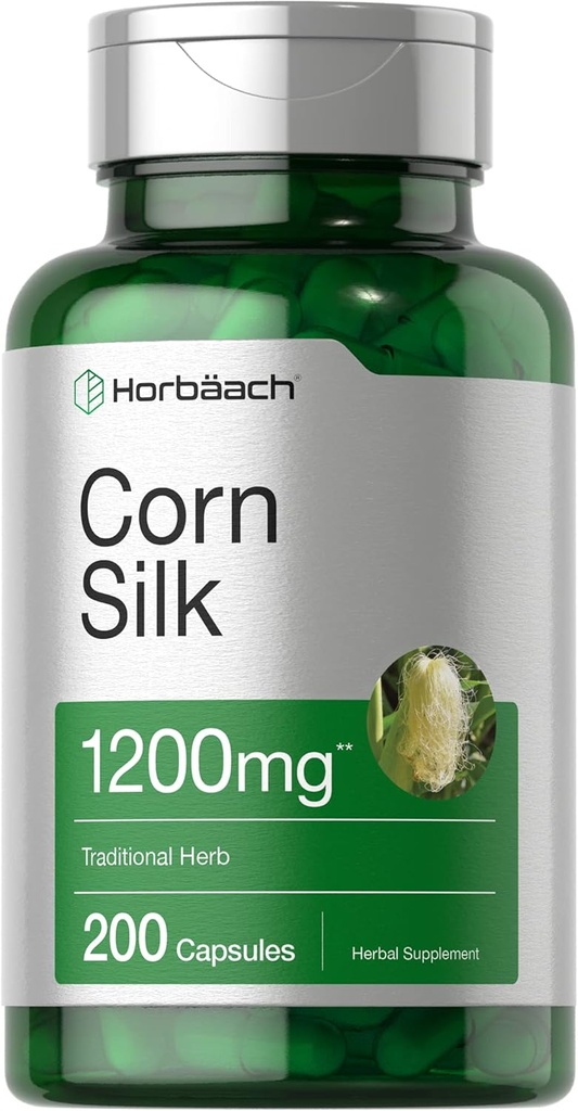 Horbäach Corn Silk Kapseln 1200mg | 200 Count | Non-GMO, Gluten Free Extract Supplement