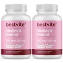BESTVITE Choline Inositol 500mg (240 Vegetarian Capsules) (120 x 2) - No Stearates - No Dicalcium Phosphate - No Fillers - Vegan - Non GMO - Gluten Free
