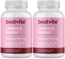 BESTVITE Choline Inositol 500mg (240 cápsulas vegetarianas) (120 x 2) - Sin estearatos - sin fosfato de dicalcium - No Fillers - Vegan - No GMO - Gluten Gratis