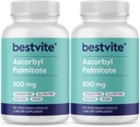 BESTVITE Ascorbyl Palmitate 500 mg (240 Vegetarian Capsules) (2-Pack) - No Stearates - No Fillers - No Flow Agents