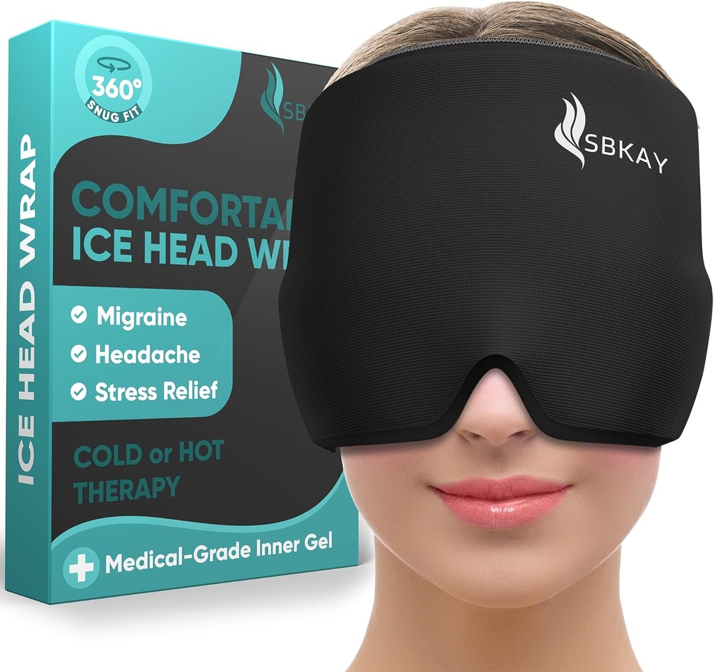 Comfortabele Migraine Hoofdpijn Relief Cap - Migraine Ice Head Wrap met 360° Form Fitting Design - Gel Ice Cap - Natuurlijke warme of koude therapie voor hoofdpijn, spanning, gezwollen ogen, stress -One Size past alle