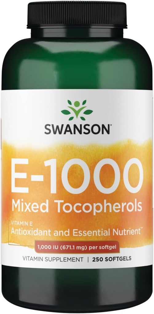 Swanson Vitamín E zmiešané tokoferoly 1000 Iu (671.1 Milligrams) 250 Sgels