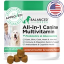 Balanced Breed All-in-1 Dog Vitamins Supplements Made in USA Vet-Pharmacist Approved Dog Multivitamin Probiotics Glucosamine Chondroitin Dogs Salmon Oil Skin Coat Immune Senior Dogs Supplement NonGMO