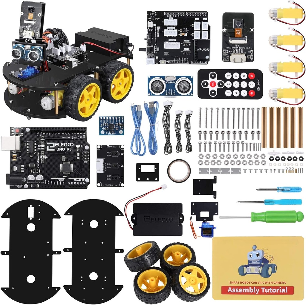 ELEGOO UNO R3 Smart Robot Car Kit V4 pro Arduino robotika pro děti věku 8-12 12-16 STEM Science Kits Coding Gifts pro 8 9 10 11 12 13 14 15 16 year Old Boys Girls Teens Cool Engineering Building Hračky