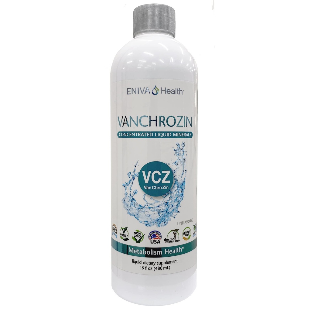 Eniva Health VANCHROZIN Liquid Ionic Minerals Supplement, Vanadium, Chromium & Zinc, Diabetic Friendly, 16 Fl Oz, 96 Servings