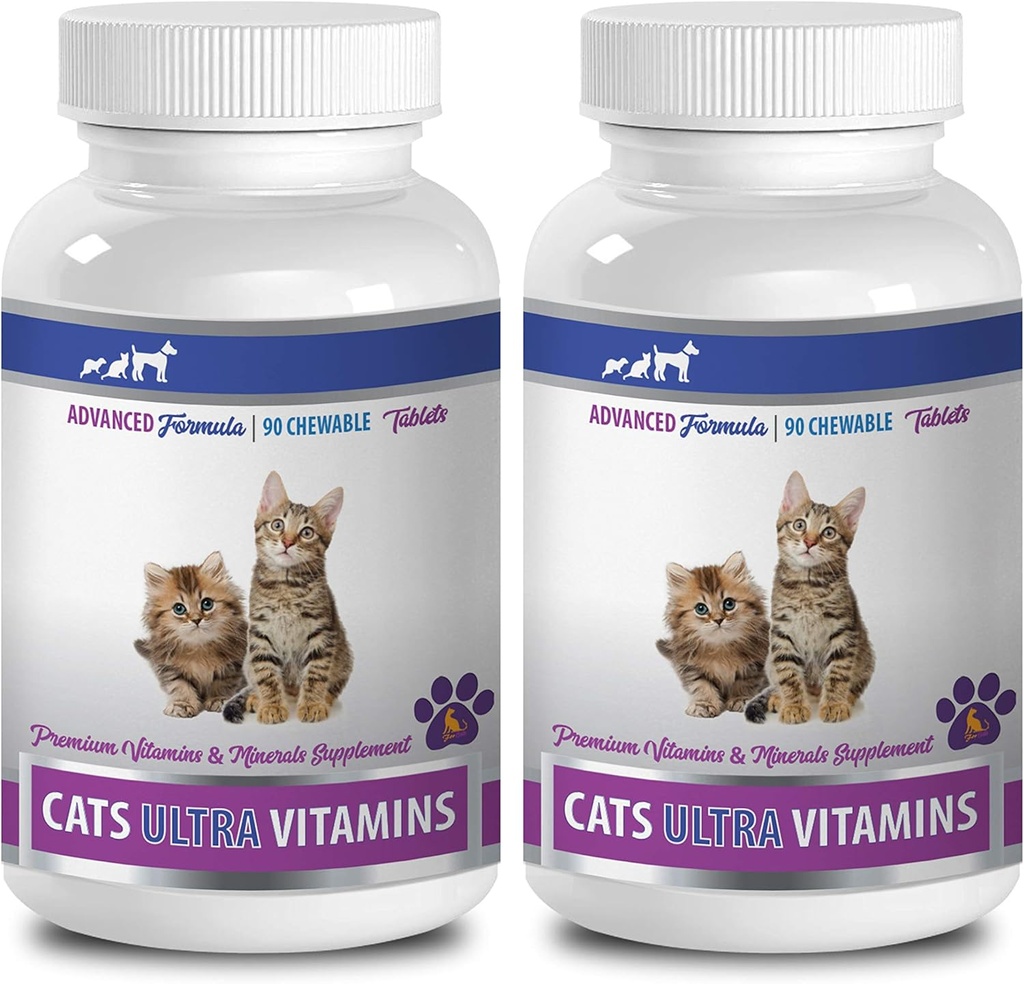 Wellness Treats for Cats - Ultra Vitamins for Cats - Healthy Minerals and Vitamins Formula - Chews - Calcium for Cats - 2 Bottles (180 Treats)