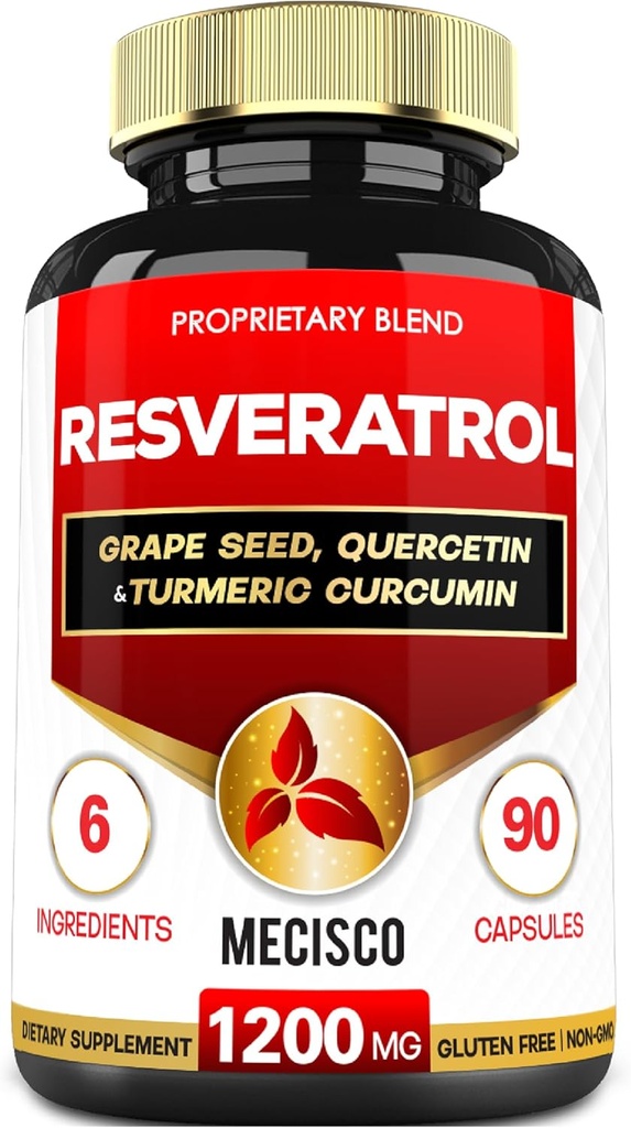 Trans Resveratrol Supplement with Grape Seed, Milk Thistle, and More - Resveratrol - 6 Herbal Supports for Immune System, Heart Health, Body Management - 90 Capsules