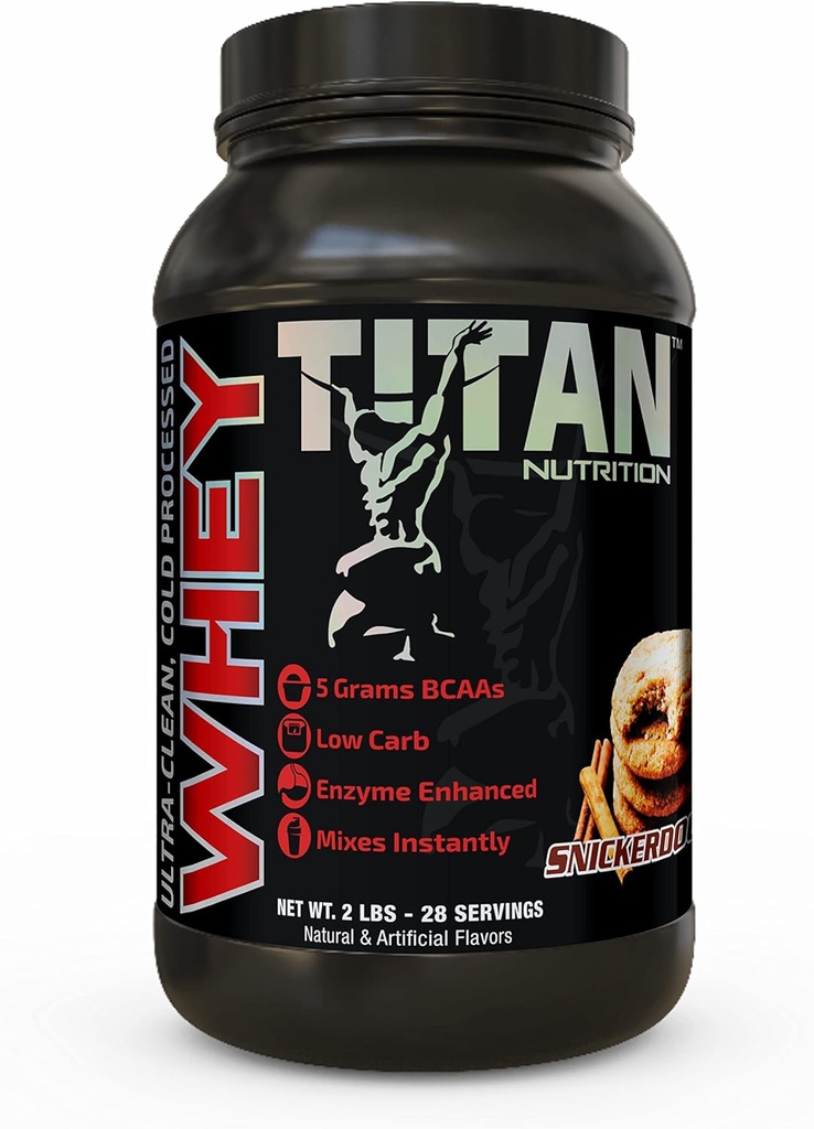 אבקת חלבון טיטאן Whey - Premium, Fast-Absorbing Whey עם 23g של חלבון, BCAAs, & Digestive Enzymes Per משרת - תומך Lean שריר Mass & Optimal Digestion - 2 פאונד, Snickerdoodle