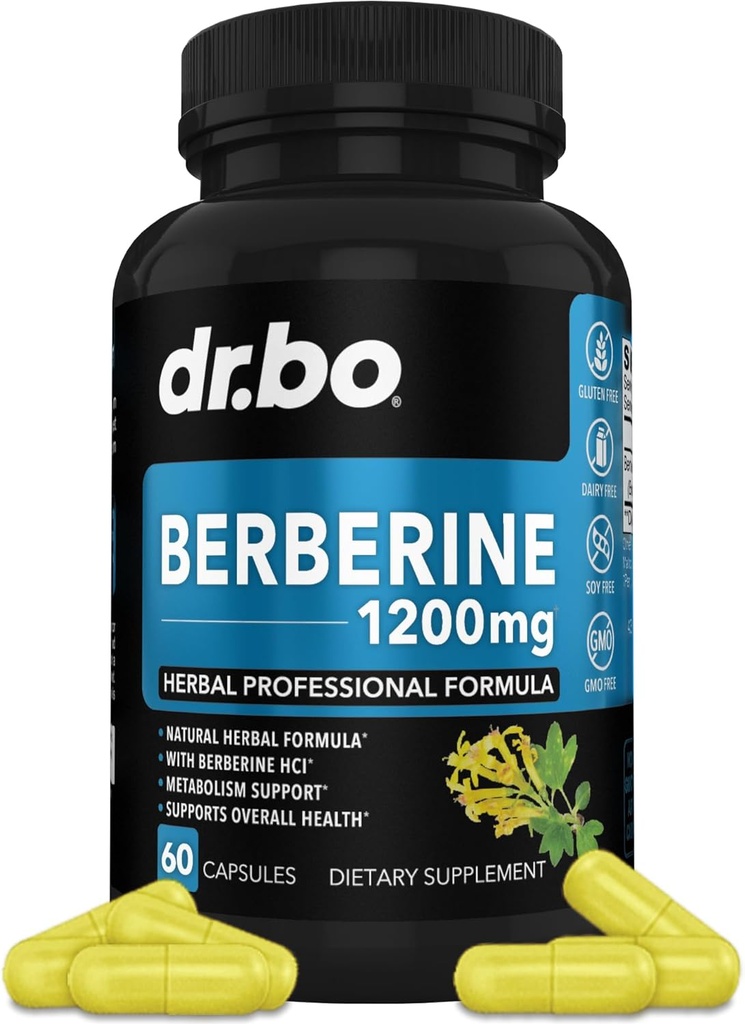 Berberine Supplement Capsules - 1200mg Berberine HCL Supplement for Healthy Metabolic Support - Premium Natural Complex for Women & Men, Pure Supply Supplements - 60 tabletta