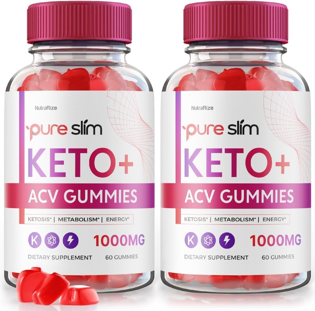 NutraRize (Pachet de 2 pure Slim Keto + ACV Gumies pentru pierderea in greutate avansata, Suplimentul maxim de rezistenta (120 gume)
