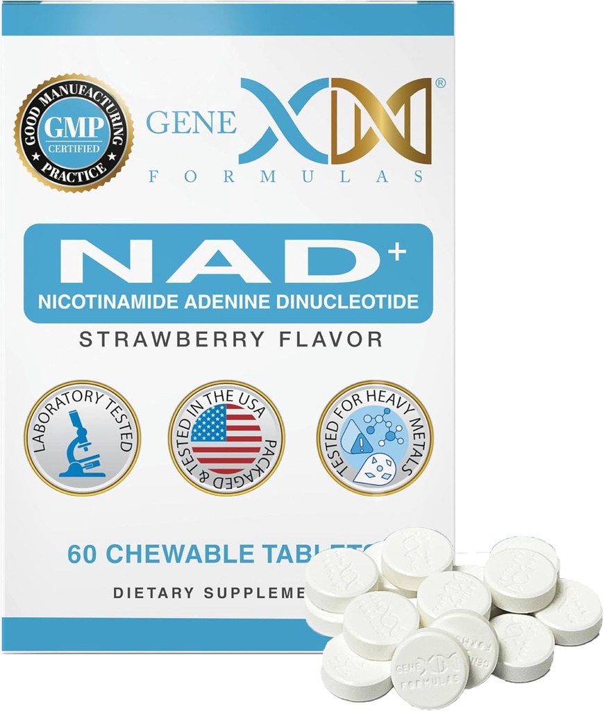 Genex Công thức 500mg NAD+S(60 bảng vẽ - 30 dịch vụ) NAD (Nicotinaide Adenine Dinucleuide) Không phải là một nhà tiên tri - Non-GMO, Vegetarian