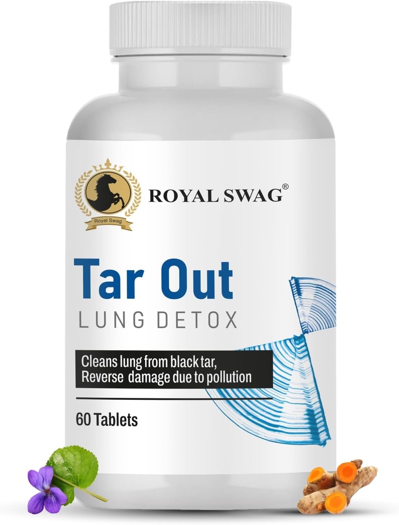 ROYAL SWAG Ayurvedic Lung Detox Tablety (60 hrabě) Vegetariánské, Bylinný dodatek Vyrobeno s přírodním extracts Tulsi, Muleti, Vasava, Pippali, a Turmeric S124; pro Lung Cleansing a Detoxifikace