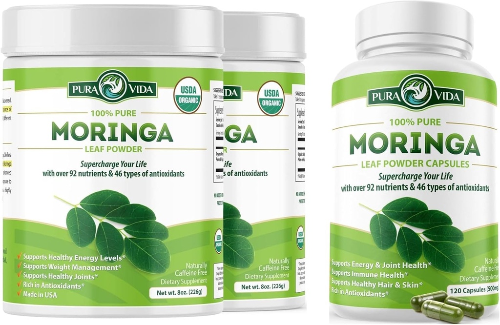 PURA VIDA MORINGA Powder 8 oz. (Páxina de 2) Capsules (120 Count)