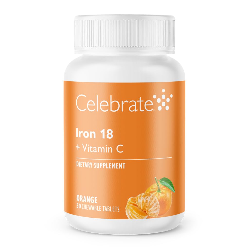 Celebrate Iron+C 18mg Chewable Tangerine, 30 Count