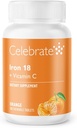Celebrate Iron+C 18mg Chewable Tangerine, 30 count