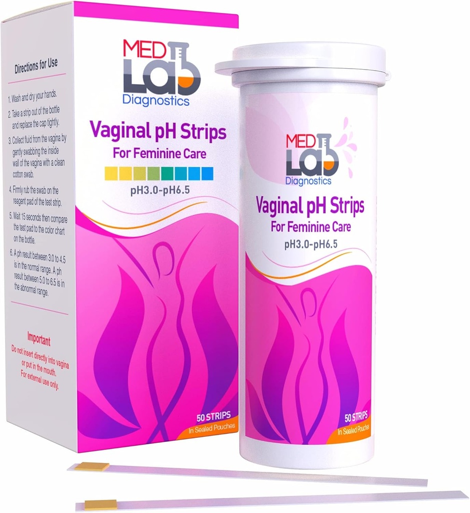 Vaginal ph Test Strips for Women(50 cnt). BV Bacterial Vaginosis and Yest Vision Test Strips. Женски рН тест за вагинално здраве, киселинност, и Alkalinity. Ивици в запечатани Pouches