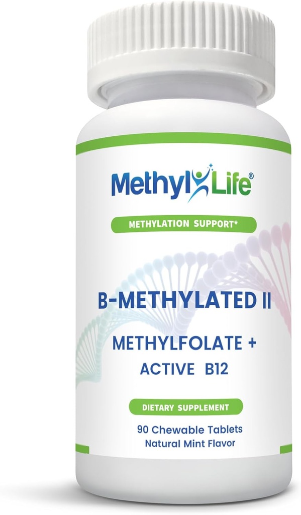 Methyl-Life B-Methylated II, Pure Pharmaceutical Grade Professional Strength Active Folate ja B12 (nagu metüülkobalamiin, 3,75 mg) - 3 kuud tarne. Näritavad