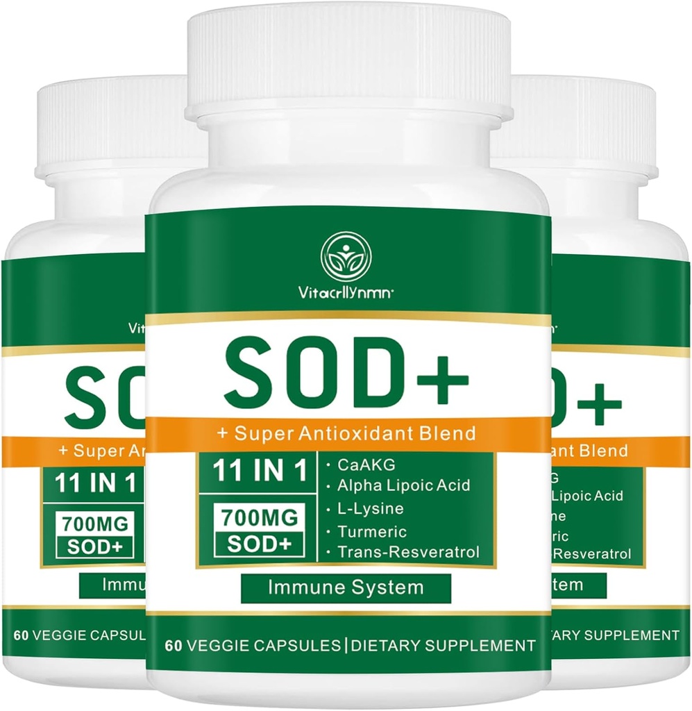 700MG Sod Superoksi Dismutase Supplement - Yüksek Potency Antioksilik Hücre Sağlığı Için Yüksek Dolu - 180 Capsules