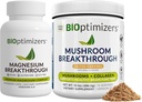 BiOptimizers Magnesium Breakthrough 4.0, (60 Capsules) &quot; Mushroom Breakthrough Powder (Salted Caramel, 15 Servings) - Natural sleep and Brain Superfood &quot; supplement Bundle
