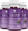 Calcium Magnesium Zinc Gummies D3 bitaminarekin - Absorption Complex Calcium osagarria Itsasoko Moss-ekin, Elderberry hezurrako, Muskuiluak, Immune, Mood & Sleep Support, Vegan - 60 Gummies (3 Pack)